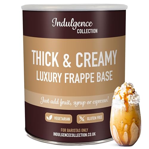 Indulgence Collection Frappe Powder Base 2kg - Unflavoured Mix - Luxurious Thick and Creamy Texture - Flavour with Espresso Milk Syrup and Fruit - Vegetarian and Gluten-Free - Made in the UK
