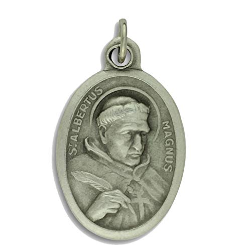 Saint Albert the Great or Albert of Cologne Albertus Alberto Patron Saint of the Natural Sciences Blessed Silver Oxidized Medal