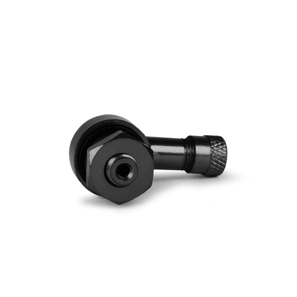 RACEFOXX Ventile, Winkelventile, Eckventile Motorradventile, Radventil Reifenventile, Motorradreifen, Reifenventil, Aluminium gefräst, 8,3 mm, 1 Paar, schwarz