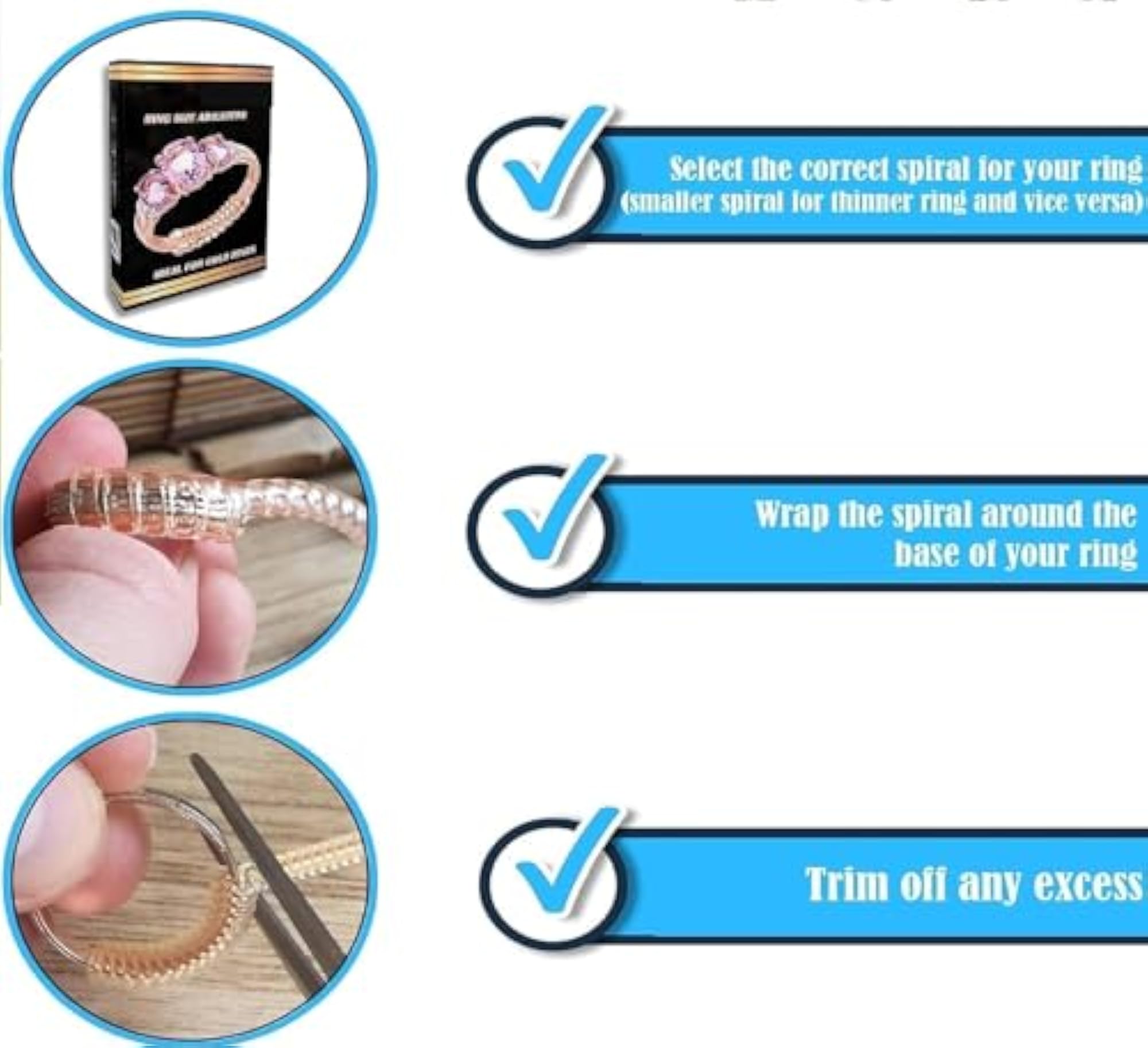 Ring Size Adjuster for Loose Rings, Silicone Tightener Set