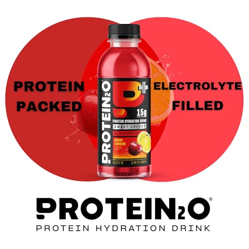 Image of Protein2o 15g Whey Protein Infused Water Plus Energy, Cherry Lemonade, 16.9 oz Bottle (Pack of 12)
