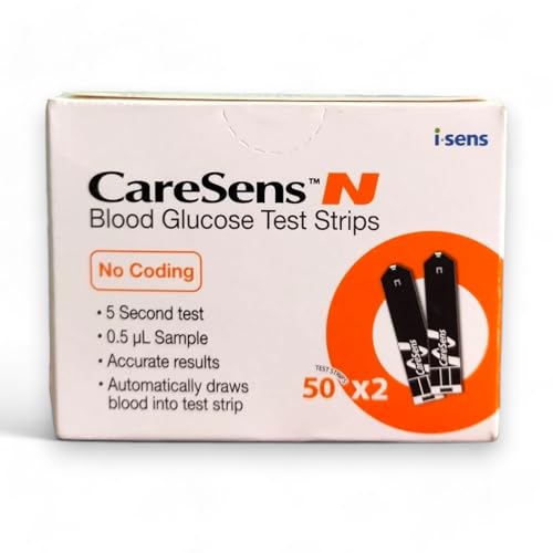 CareSens N Blood Glucose Test Strips (50 * 2 Pack) - Accurate Blood Sugar Testing for Diabetics | Compatible with CareSens N & CareSens N Eco Meters.