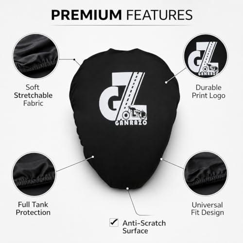Image of Motorcycle Petrol Tank Cover - Premium Elastic Dustproof & Scratch-Resistant Protector for New Classic, Bullet, Meteor, Goan Classic, Old Classic, Bullet 350 All Models, Black (Pack of 1)