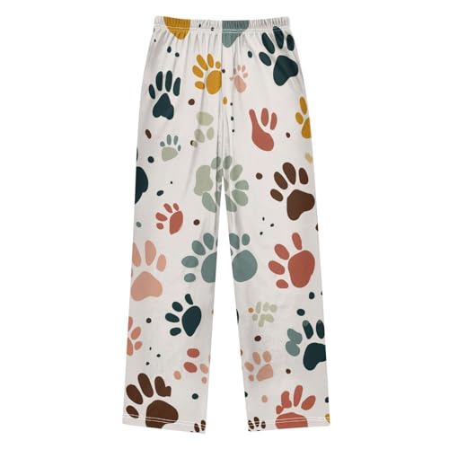 Cat Paw Print Boys Long Pants Soft Trousers Elastic Waist Kids Lounge Bottoms with Pockets S-XL2