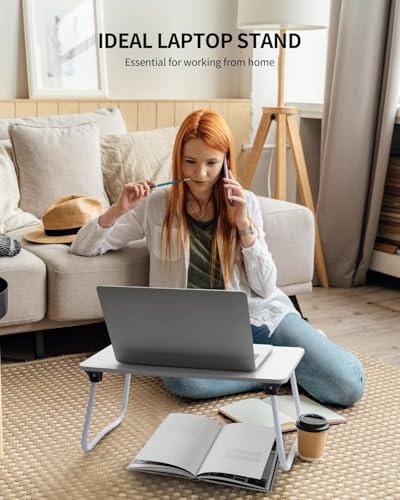 Image of Ruxury Foldable Lap Desk Laptop Stand Bed Desk Table Tray, Breakfast Serving Tray, Portable & Lightweight Mini Table, Lap Tablet Desk for Sofa Couch Floor - White