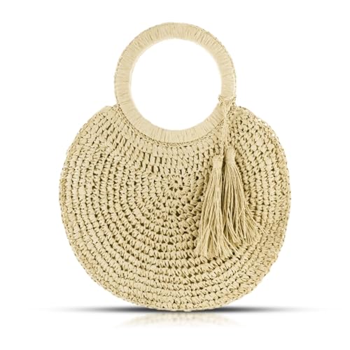 Bolso Tote de Paja para Mujer Beige