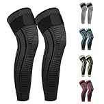 Ruilaibao Full Leg Compression Sleeves 2 Pack anti Sliping Ventilation Long Knee Support with Wraps for Men and Women Long Knee Compression Sleeve for ACJ, Meniscus Tear, Arthritis (Black, Medium)