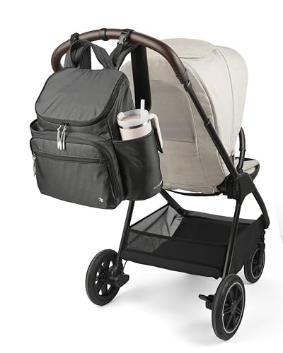 Image of Skip Hop Diaper Bag Backpack with Portable Changing Pad Adjustable Pocket for 30 oz Tumblers 9 Total Pockets Insulated Packing Cubes Luggage Sleeve & Stroller Straps Fits a 14 inch Laptop Forma Next Black