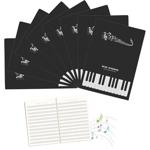 MOLIMOLI Libro de música 8 piezas 185 * 260 mm Regla 14 Cuaderno escolar con 12 bastones 32 hojas Pentagrama Partituras en blanco Folleto para escuelas Instituciones Mujer Hombre Niño
