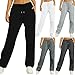 SOLARAMINDS Women’S Sweatpants Yoga Pants Casual Cycling Running Pants Workout High Waist Pants with Pockets-White-L
