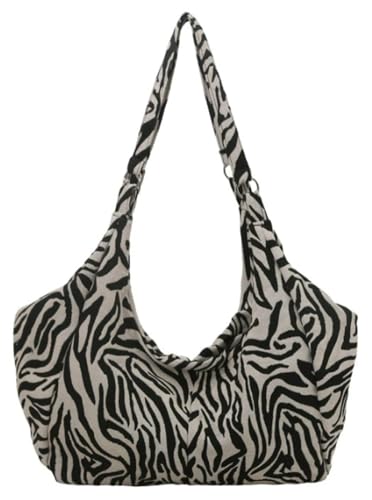 Slouchy Shoulder Bag for Women Trendy Zebra-print Tote Handbag Y2k Purse Top Handle Underarm Bags Large Capacity 2025