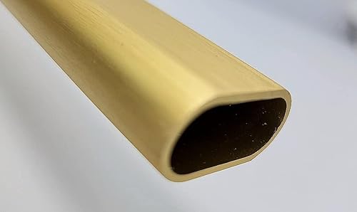 8 Feet Long Oval Wardrobe Closet Tubing Rod Application Clothes Hanging - 96 Inch Length (Matte Brass)