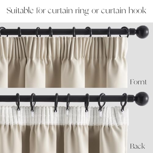 MRTREES Pencil Pleat Blackout Curtains for Bedroom Living Room Single Thermal Door Curtain Soft Fabric - Image 2