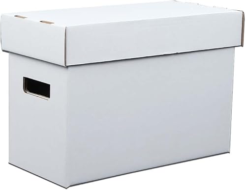 Miniatura 2 de PIT66 10 cajas de almacenamiento de cómics con tapas cortas capacidad para 150-175 libros de cómics apilables y duraderos, color blanco