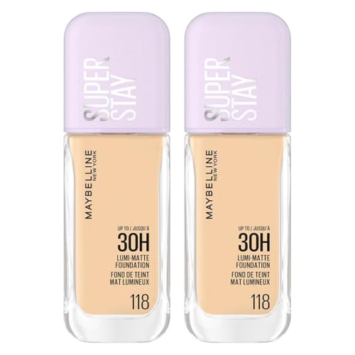 Image of Maybelline New York DOUBLE Super Stay up to 30HR Lumi-Matte Foundation, Medium-Full Coverage, Vegan Formula*, Amino Acids, Niacinamide, Vitamin E, All Day Wear - Shade: 118