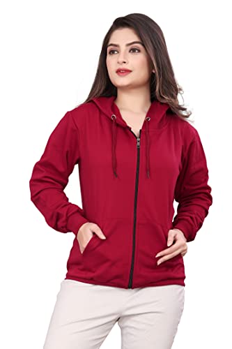 Image of More & More HOODMASTER Women's Fleece Hoodie Sweatshirt with Zip Pockets Full Sleeves Regular Fit Solid Pattern Hooded Neck and Standard Length | Comfortable Fleece Hoodie for Women