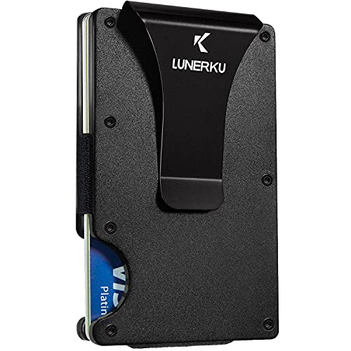 Money Clip,LUNERKU Front Pocket Men Wallet, Authentic Minimalist Metal RFID Blocking Wallet, Slim Wallet for Men, Aluminum Metal Wallet, Thin Credit Card Holder