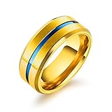 enhong 8mm Stainless Steel Matte Brushed Wedding Band Rings for Men,Black Blue Purple Gold Colors Available