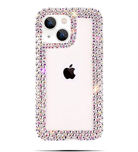 Bonitec Compatible with iPhone 15 Case for Women Girls 3D Glitter Sparkle Bling Case Luxury Shiny Cute Crystal Charms Rhinestone Diamond Bumper Clear Protective Cases Cover Clear