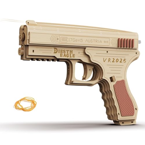 Puzzle 3D en bois pour adulte, pistolet en caoutchouc - Modèle en bois (pistolet à bande élastique-B)