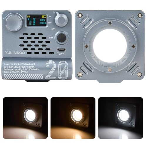 COB LED Video Light, Handheld Bi Color Photography Lighting with 5000 mAh Rechargeable Battery, 2700K-6500K CRI 95+, 12 Effects, Fill Light for Portrait Photo, Vlog, Video Recording, Live Streaming