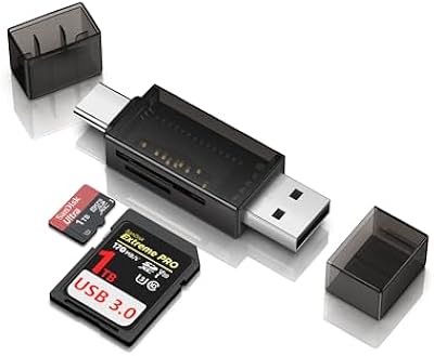 Sd Card Reader 2-in-1 for iPhone 17 Pro Max/Air 16e 16 15 Pro, USB C Dual Slot Memory Card Reader for Samsung S25 Ultra A17 A16 A15, Digital Camera SD Card Viewer for GoPro, SDXC,…