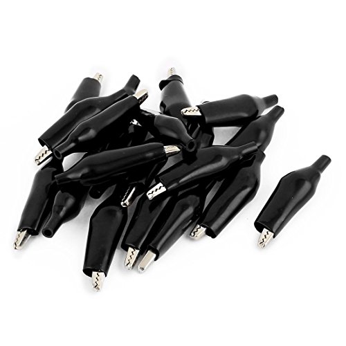 Aexit 20 piezas conectores con pinza cocodrilo 56mm negro miniatura 1