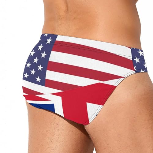 UK & US Flag Men's Swim Briefs Low Waist Bikini Swimsuit Underwear Beach Swimwear3