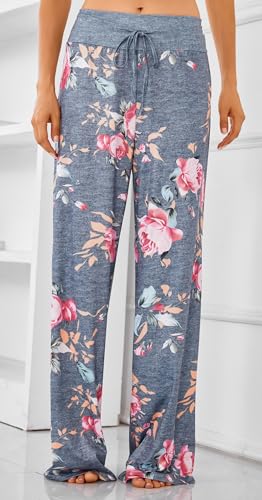 Image of Women Pajama Pants Comfy Lounge Wide Leg Casual Stretch Palazzo Drawstring Pj Bottoms Pants S-3XL