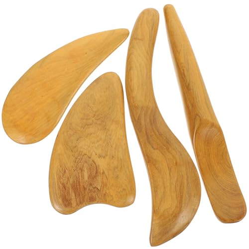 Hemobllo Raspador Facial de Madera 4 Piezas Multifuncional para Masaje Corporal y Relax Mujer Herramienta de Masaje Spa Diseño Ergonómico para Cuidado Facial y Bienestar