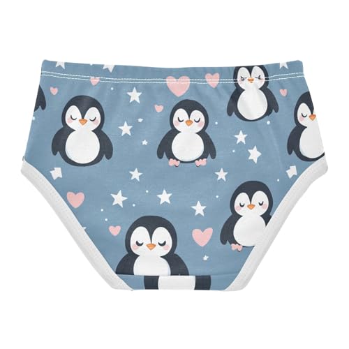 Wusikd Cute Penguins Girls' Underwear Cotton Pink Hearts Stars Girls Briefs Soft Toddler Underwear 2T2