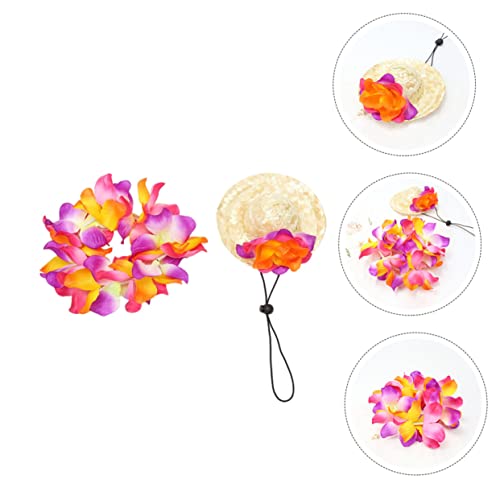 Disfraz hawaiano para perros POPETPOP set sombrero y guirnalda miniatura 5