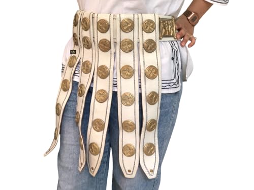 NauticalMart White Leather Roman Militare Cingulum Belt Gladiator Armor Belts LARP Clothing Accessories Wearable Costume