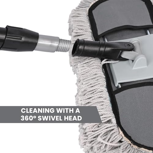 Image of Zureni Floor Sweeping Mop with Microfiber Head, Wet & Dry Floor Cleaning Mop, 4 Ft Long Telescopic Handle, 360 Degree Rotating Mop for Home & Kitchen, 18 Inch Head (Random Color)