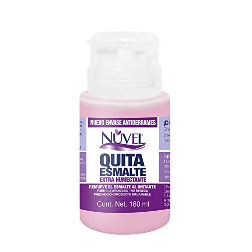 Uñas, Home Nuvel Quita Esmalte Extra Humectante, Ideal para Uñas Frágiles, Con Envase Tipo Bomba Anti-Derrames, 180 ml