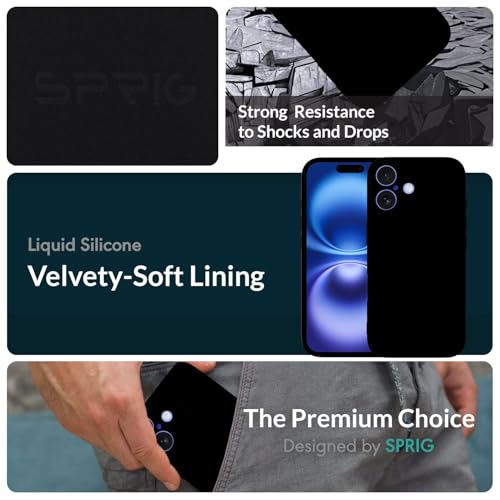 Image of SPRIG Compatible with iPhone 16 Premium FlexTone (TPU) Back Cover Drop Tested Shock Proof Mobile Case for Men, Women, Boys and Girls with Camera Protection (Black)