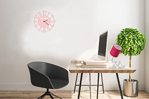 Pantone by Homemania Homemania Round Wall Decoration Clock for Living Room Kitchen Office Pink White Metal 40 x 0.15 x 40 cm - Image 2