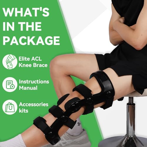 Orthomen ACL Knee Brace for Ligament Sports Injuries, Mild Osteoarthritis(OA) for Preventive Protection from MCL PCL Knee Joint Pain Degeneration, Fit Men & Women (Large, Right)
