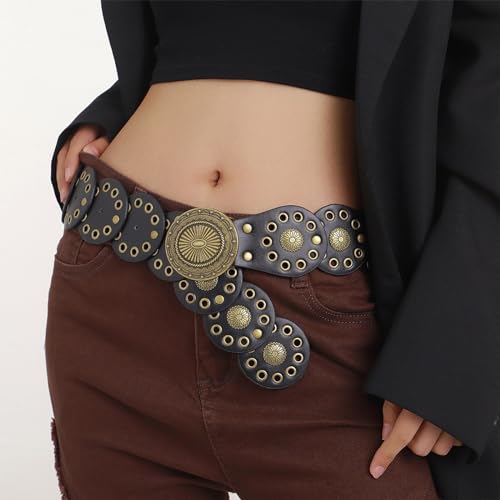 Motorcycle Adult Teens PU Belt with Grommet Waist Belt Fashion Enthusiasts Belt Coat Dress Adult Western Waistband4