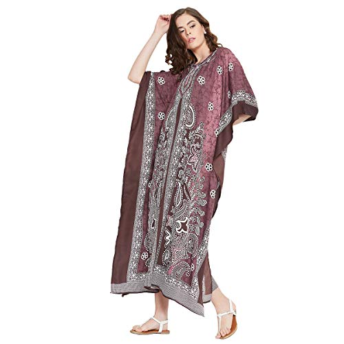 Image of Oussum Women Plus Size Kaftan Kimono Loose Maxi summer dresses for women Beach 3 /4 Sleeve Casual lounge dress Boho
