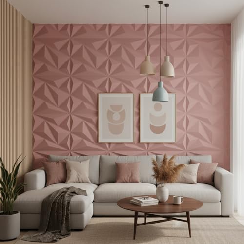 Image of Kayra Decor 3D PVC Wall Panel - Alps Design Blush Pink Color 19.7 inch x 19.7 inch (Pack of 40) - Covers 107.80 Sq. Ft.