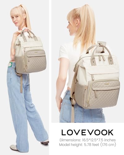 Image of LOVEVOOK Laptop Backpack for Women, 15.6'' Waterproof Nurse Bag Teacher Work Backpack Purse for Women, Travel Computer Backpack for College Office Business Ladies