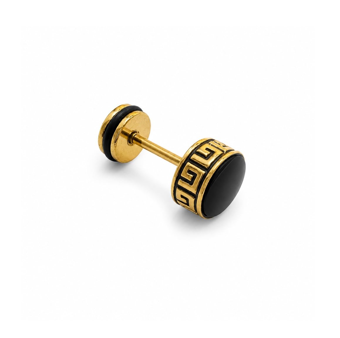 Men Golden Round Black Ear Earrings & Studs with Black Center, Lightweight Comfort for Daily & Wear-image-25