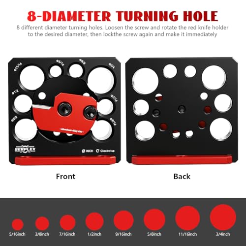 Image of Serplex 8-Hole Dowel Maker Jig, 5 /16 3 /8 7 /16 1 /2 9 /16 5 /8 11 /16 3 /4in djustable Metric Dowel Maker Tool with Carbide Blade, Electric Drill Milling Dowel Round Rod Auxiliary Tool for Woodworking