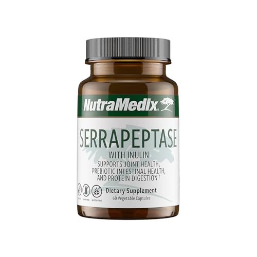 Nutramedix Serrapeptase Supplement - Proteolytic Enzymes for Digestion + Inulin - Made to Support Digestive Health Support - Gluten Soy and Dairy-Free (60 Capsules)