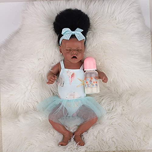 MWKL 50cm Reborn Puppe Vollsilikon Körper Wiedergeburt Puppe 20 Zoll Lebensechte Realistische Badebare Nette Reborn… – Bild 5