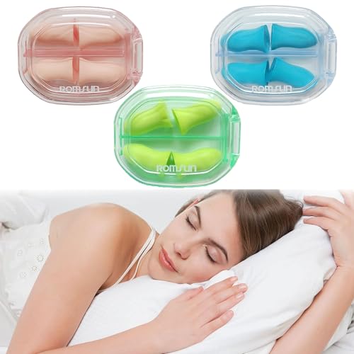 ZOTIMO Ear Plugs for Sleeping Noise Cancelling, Soft Silicone Reusable Silicone Ear Plugs for Sleep, Work, Study, Swimming, Concerts Noise Reduction, Comfortable Hearing Protection (REBOUND) (BLUE)