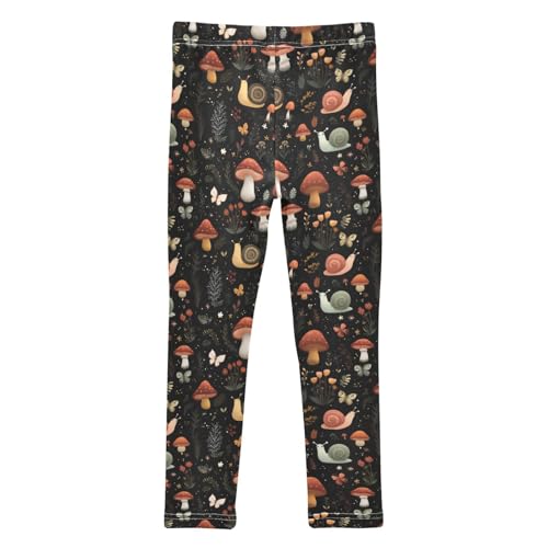 Girls Leggings Soft Toddler Ankle Length Bottoms Mushroom Snails Kids Dance Yoga Pants 4-10 Years2