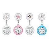 Lancardo Lots of 4 Lapel Watch for Nurses Doctors Clip-on Hanging Nurse Watches Cute Leaves Pattern...
