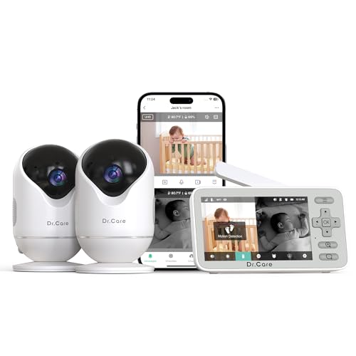 Image of Dr.Care VistaView Lite Smart WiFi Baby Monitor with 2 Cameras- 4” 720P Split Screen & 1080P Camera App Control, Motion Alerts, HD Night Vision, 2-Way Talk, Triple Security, Video Recording